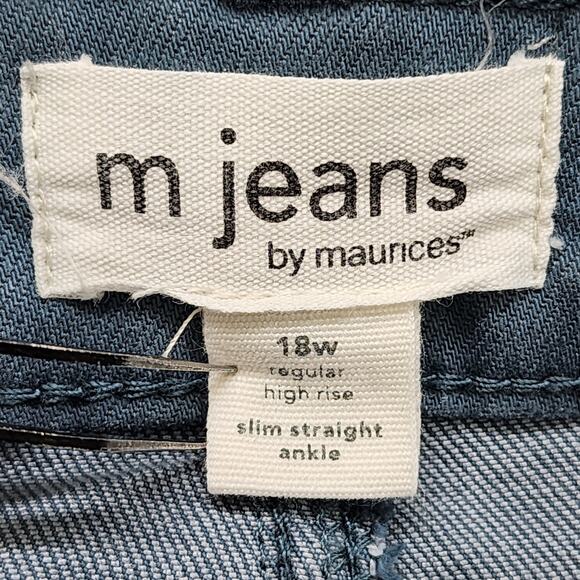 Maurices M Jeans Womens 18W Blue Tapestry High Rise Slim Straight Ankle Stretch - Picture 5 of 13
